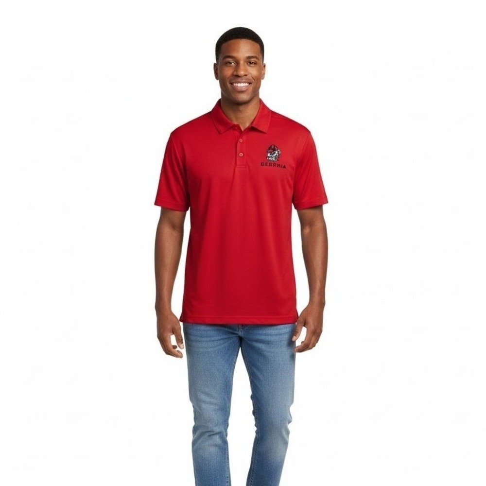 Hanes‎ Red Georgia Bulldogs Embroidered Polo Shirt Mens - Size Large